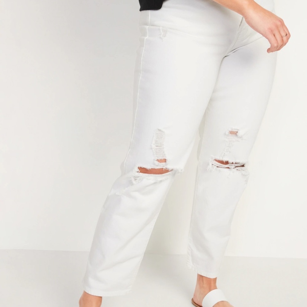 Extra High Rise Ripped White Jeans